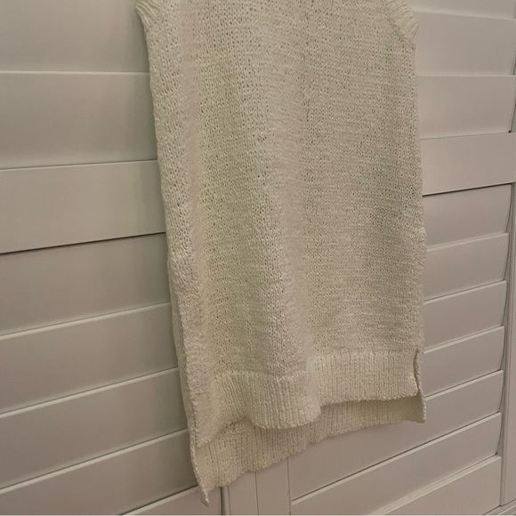 360 Sweater Sleeveless Loose Knit Lightweight Longline Sweater Cream Size XS - Picture 4 of 6